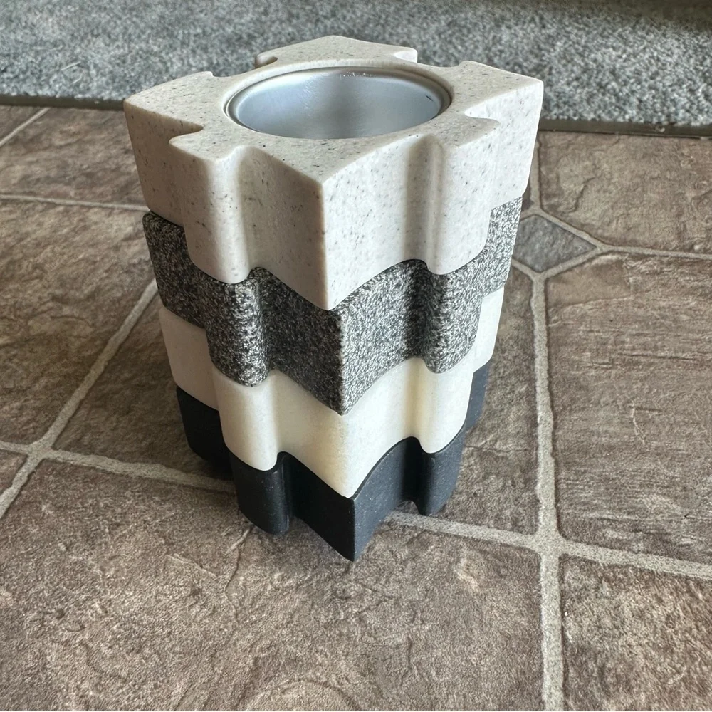 Vintage PartyLite Stone Puzzle Piece Tealight Candle Holders Collectible Set